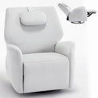 Fauteuil inclinable électrique pivotant et à bascule avec coussin de soutien lombaire et cervical, ports USB et Type-C