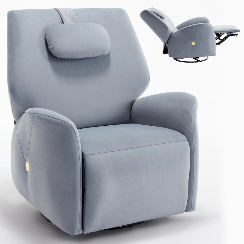 Fauteuil inclinable électrique pivotant et à bascule avec coussin de soutien lombaire et cervical, ports USB et Type-C