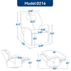 Fauteuil inclinable électrique pivotant et à bascule avec coussin de soutien lombaire et cervical, ports USB et Type-C