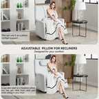 Fauteuil inclinable électrique pivotant et à bascule avec coussin de soutien lombaire et cervical, ports USB et Type-C