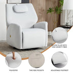 Fauteuil inclinable électrique pivotant et à bascule avec coussin de soutien lombaire et cervical, ports USB et Type-C