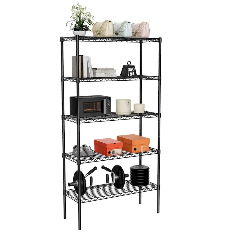 Étagère de rangement, rayonnages métalliques réglables résistants, organisateur d'étagères autoportantes pour cuisine, placard, garde-manger, garage, 5 niveaux