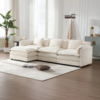 Canapé d'angle modulable trois places surdimensionné et confortable en tissu chenille