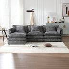 Canapé d'angle modulable trois places surdimensionné et confortable en tissu chenille