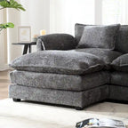Canapé d'angle modulable trois places surdimensionné et confortable en tissu chenille