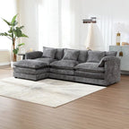 Canapé d'angle modulable trois places surdimensionné et confortable en tissu chenille