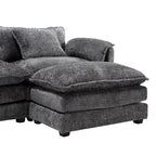 Canapé d'angle modulable trois places surdimensionné et confortable en tissu chenille