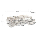 Canapé d'angle modulable trois places surdimensionné et confortable en tissu chenille