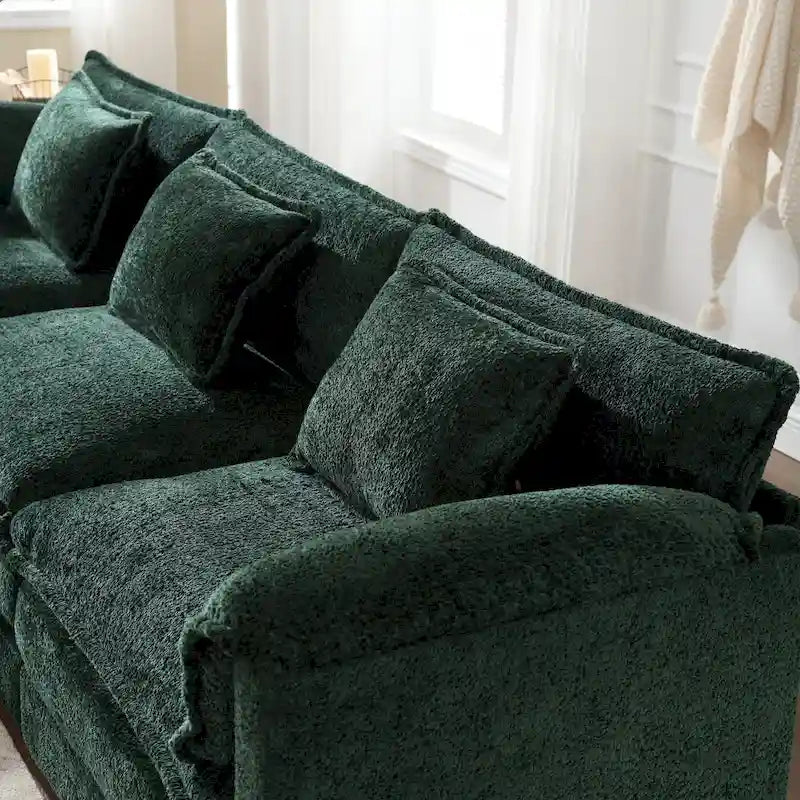 Canapé d'angle modulable trois places surdimensionné et confortable en tissu chenille