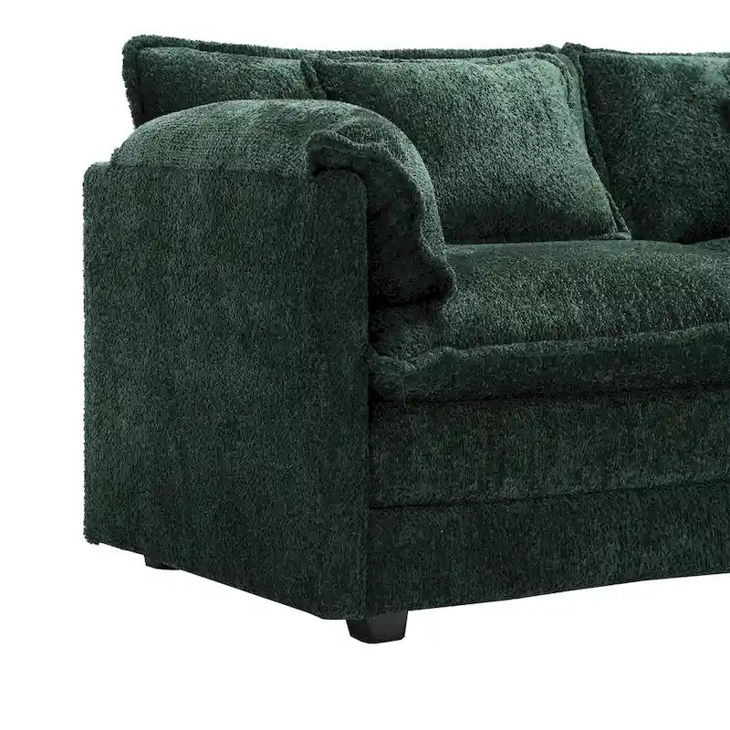 Canapé d'angle modulable trois places surdimensionné et confortable en tissu chenille