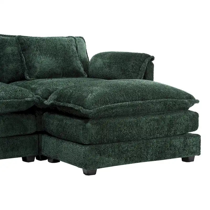 Canapé d'angle modulable trois places surdimensionné et confortable en tissu chenille
