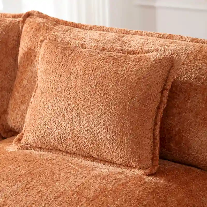 Canapé d'angle modulable trois places surdimensionné et confortable en tissu chenille