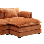 Canapé d'angle modulable trois places surdimensionné et confortable en tissu chenille