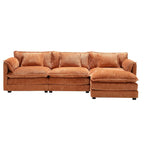Canapé d'angle modulable trois places surdimensionné et confortable en tissu chenille
