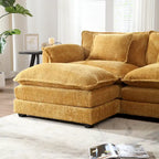 Canapé d'angle modulable trois places surdimensionné et confortable en tissu chenille
