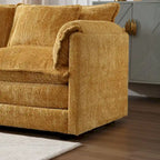 Canapé d'angle modulable trois places surdimensionné et confortable en tissu chenille