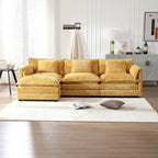 Canapé d'angle modulable trois places surdimensionné et confortable en tissu chenille