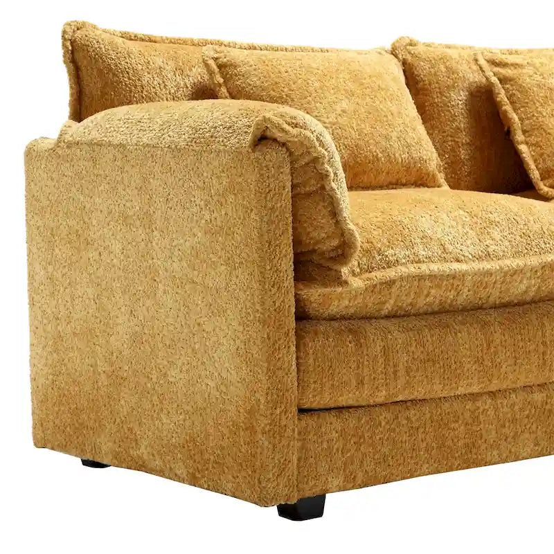 Canapé d'angle modulable trois places surdimensionné et confortable en tissu chenille