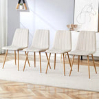 Chaise d'appoint en lin avec pieds en métal (Lot de 4)