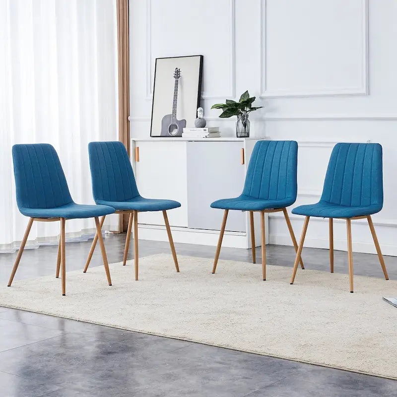 Chaise d'appoint en lin avec pieds en métal (Lot de 4)