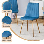 Chaise d'appoint en lin avec pieds en métal (Lot de 4)