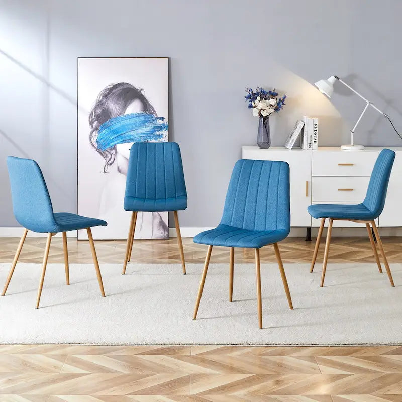 Chaise d'appoint en lin avec pieds en métal (Lot de 4)