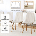 Chaise d'appoint en lin avec pieds en métal (Lot de 4)