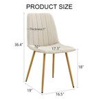 Chaise d'appoint en lin avec pieds en métal (Lot de 4)