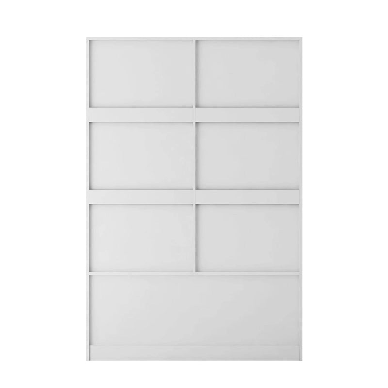 Grande armoire de chambre à coucher avec tringle à vêtements, portes coulissantes de style grange, tiroirs et étagères ouvertes, blanc