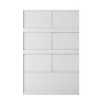 Grande armoire de chambre à coucher avec tringle à vêtements, portes coulissantes de style grange, tiroirs et étagères ouvertes, blanc
