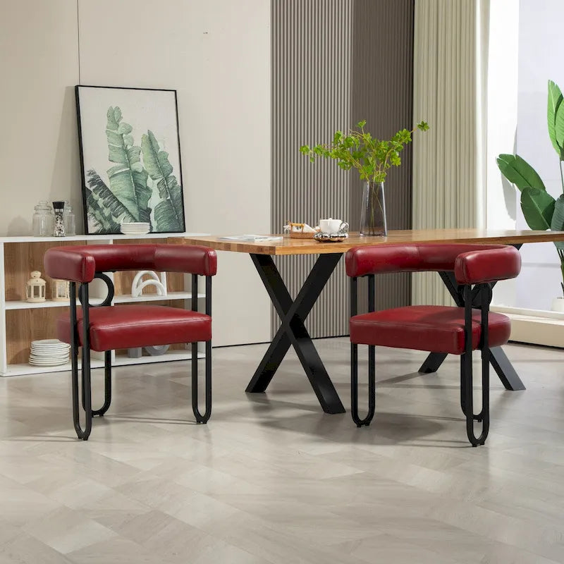Chaises de salle à manger contemporaines en chenille/cuir (lot de 2)