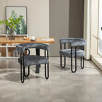 Chaises de salle à manger contemporaines en chenille/cuir (lot de 2)