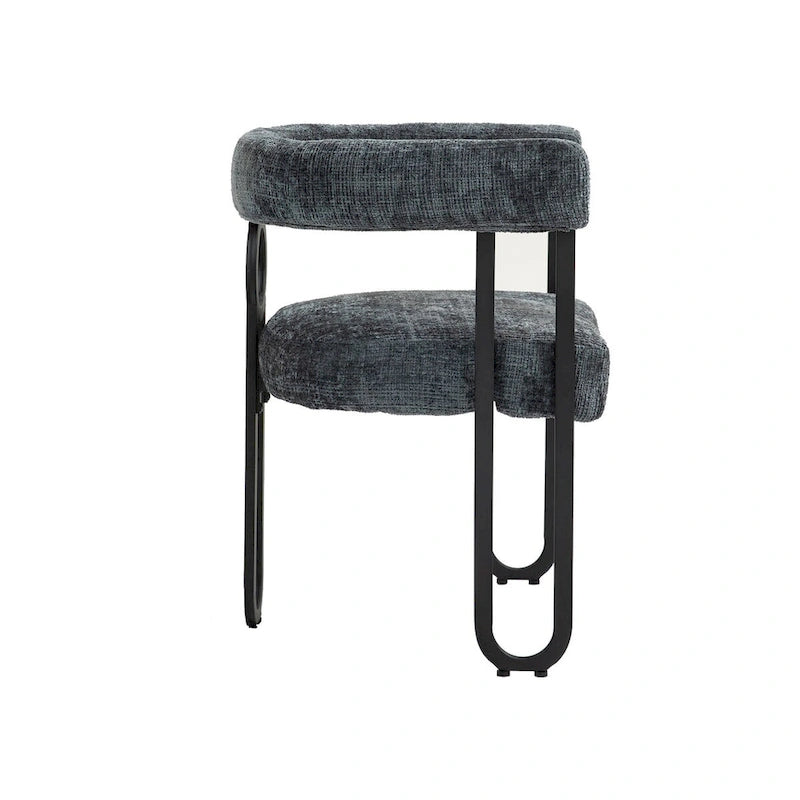 Chaises de salle à manger contemporaines en chenille/cuir (lot de 2)