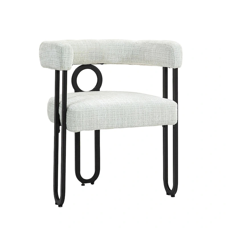 Chaises de salle à manger contemporaines en chenille/cuir (lot de 2)