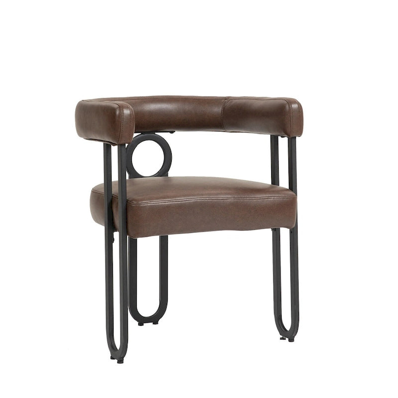 Chaises de salle à manger contemporaines en chenille/cuir (lot de 2)