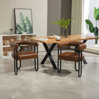 Chaises de salle à manger contemporaines en chenille/cuir (lot de 2)
