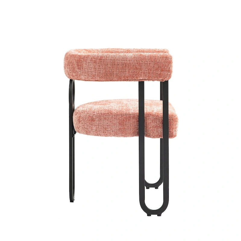 Chaises de salle à manger contemporaines en chenille/cuir (lot de 2)