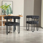 Chaises de salle à manger contemporaines en chenille/cuir (lot de 2)