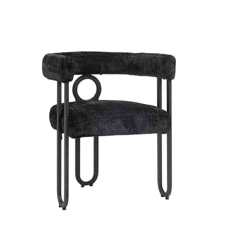 Chaises de salle à manger contemporaines en chenille/cuir (lot de 2)