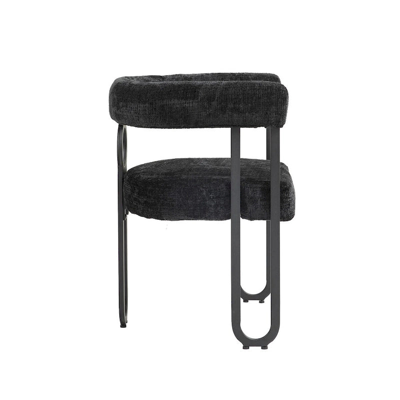 Chaises de salle à manger contemporaines en chenille/cuir (lot de 2)
