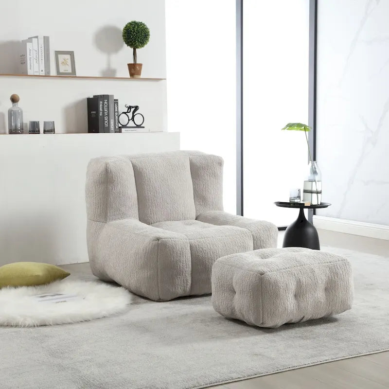 Fauteuil poire Oaks Aura moelleux, canapé paresseux super doux avec mousse à mémoire de forme et ottoman, fauteuil poire d'intérieur moderne