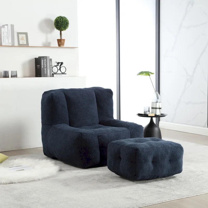 Fauteuil poire Oaks Aura moelleux, canapé paresseux super doux avec mousse à mémoire de forme et ottoman, fauteuil poire d'intérieur moderne