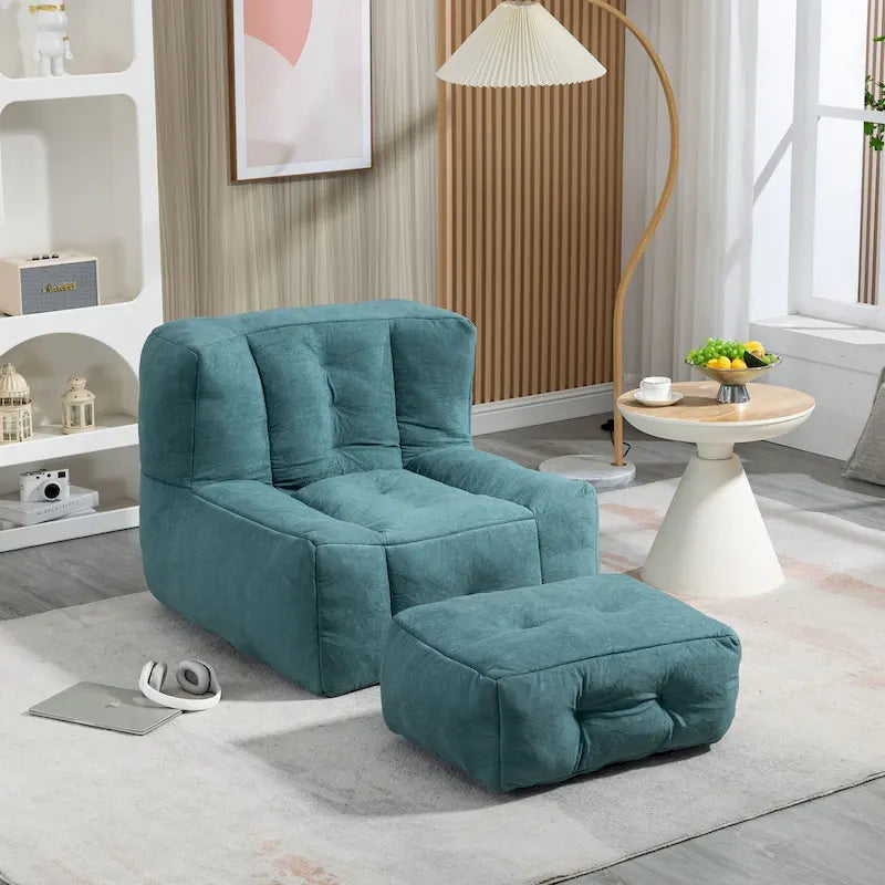 Fauteuil poire Oaks Aura moelleux, canapé paresseux super doux avec mousse à mémoire de forme et ottoman, fauteuil poire d'intérieur moderne