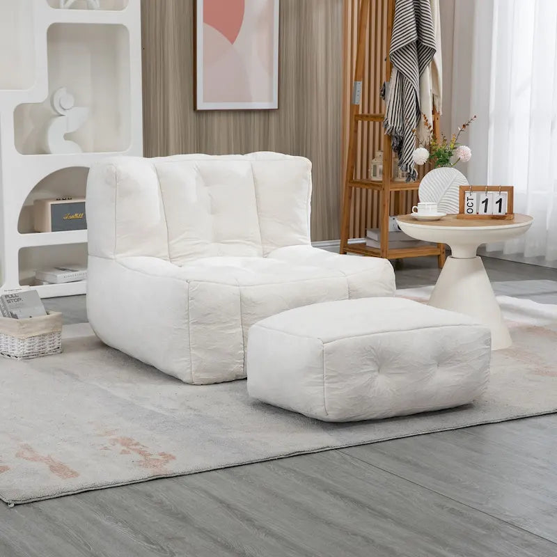 Fauteuil poire Oaks Aura moelleux, canapé paresseux super doux avec mousse à mémoire de forme et ottoman, fauteuil poire d'intérieur moderne
