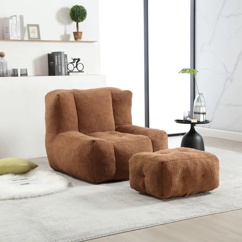 Fauteuil poire Oaks Aura moelleux, canapé paresseux super doux avec mousse à mémoire de forme et ottoman, fauteuil poire d'intérieur moderne