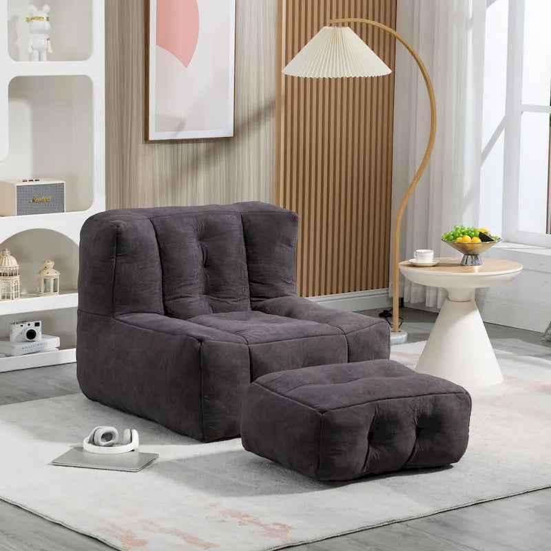 Fauteuil poire Oaks Aura moelleux, canapé paresseux super doux avec mousse à mémoire de forme et ottoman, fauteuil poire d'intérieur moderne