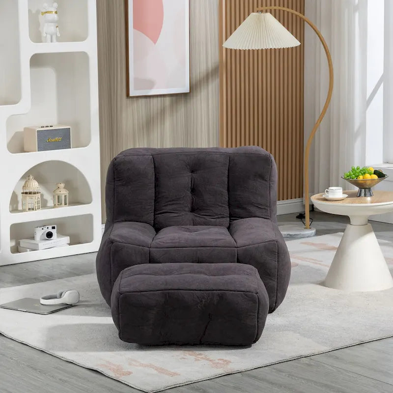 Fauteuil poire Oaks Aura moelleux, canapé paresseux super doux avec mousse à mémoire de forme et ottoman, fauteuil poire d'intérieur moderne