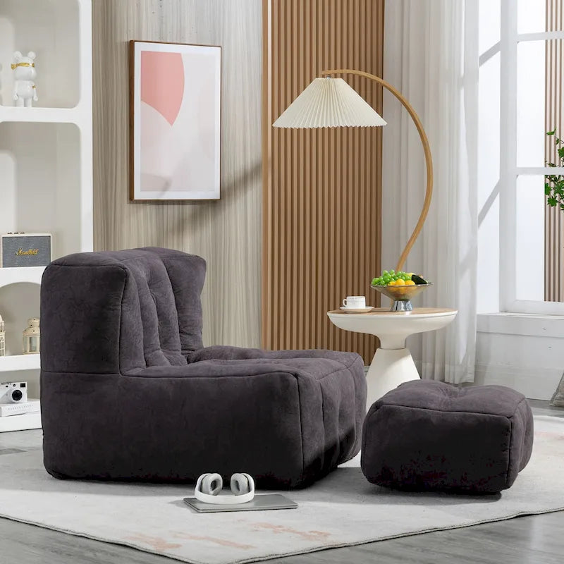 Fauteuil poire Oaks Aura moelleux, canapé paresseux super doux avec mousse à mémoire de forme et ottoman, fauteuil poire d'intérieur moderne