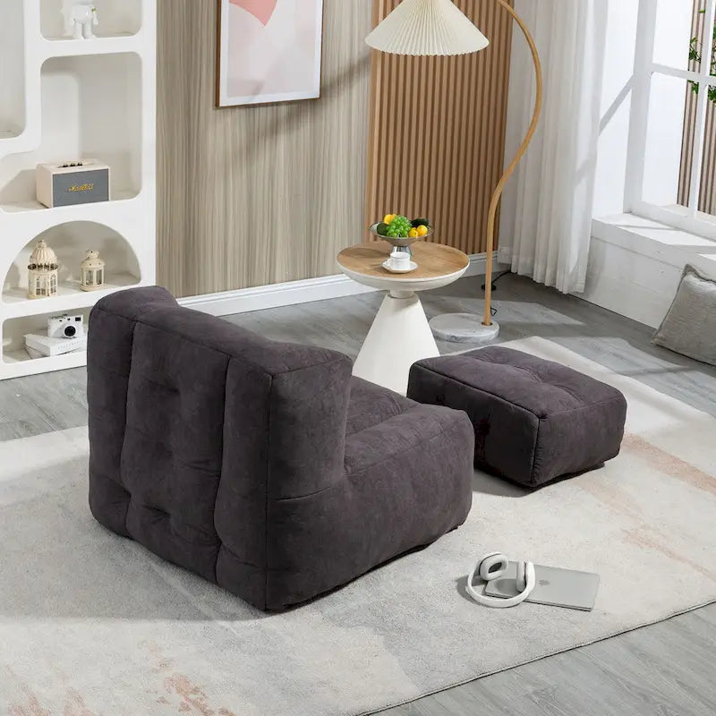 Fauteuil poire Oaks Aura moelleux, canapé paresseux super doux avec mousse à mémoire de forme et ottoman, fauteuil poire d'intérieur moderne