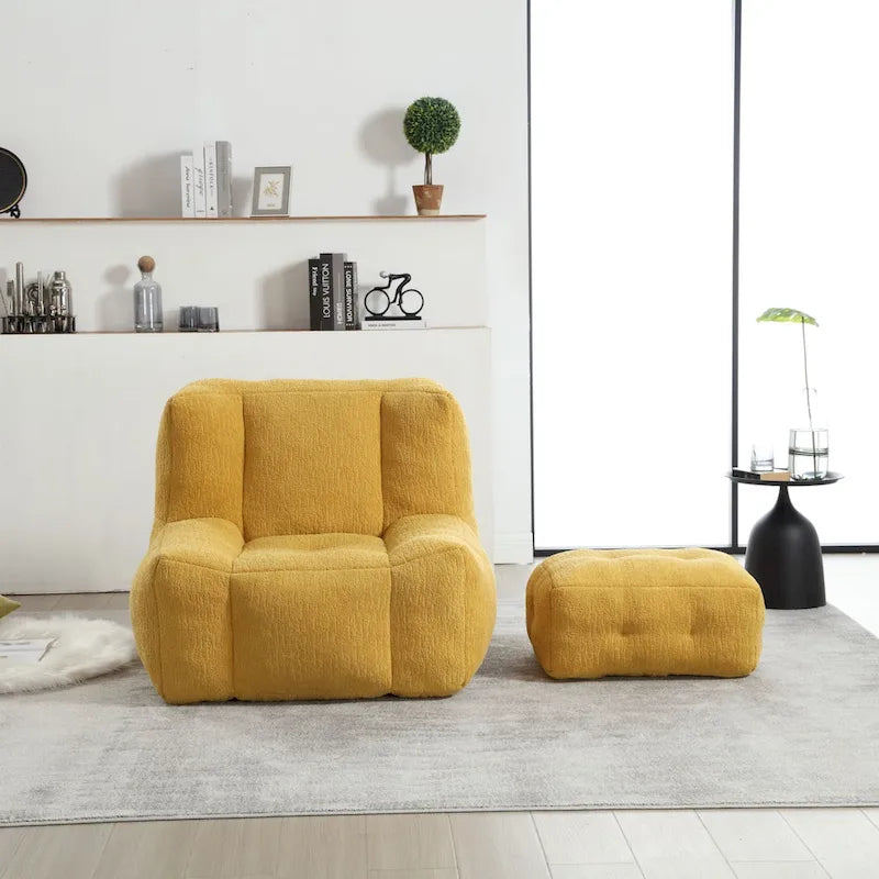 Fauteuil poire Oaks Aura moelleux, canapé paresseux super doux avec mousse à mémoire de forme et ottoman, fauteuil poire d'intérieur moderne
